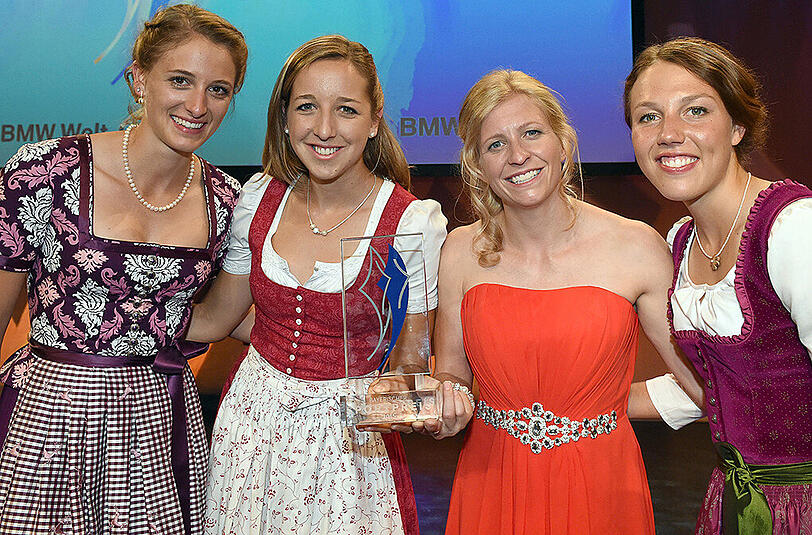 Die Staffel der Biathlon-WM 2015: Franziska Hildebrand, Franziska Preuß, Vanessa Hinz und Laura Dahlmeier (von links).