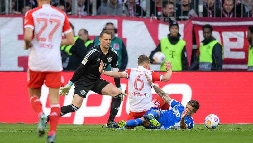 Sah für dieses Foulspiel gegen Darmstadts Marvin Mehlem die Rote Karte: Joshua Kimmich. Sah für dieses Foulspiel gegen Darmstadts Marvin Mehlem die Rote Karte: Joshua Kimmich.