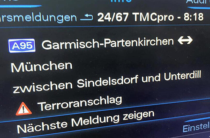 Die mysteriöse Terrorwarnung auf dem Navi im Auto von Ralf Schauer.