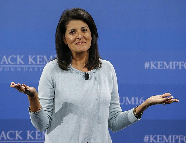 Nimrata &bdquo;Nikki&ldquo; Randhawa Haley sprach sich im Wahlkampf erst für Marco Rubio aus, dann für Ted Cruz. Jetzt unterstützt sie Trump.