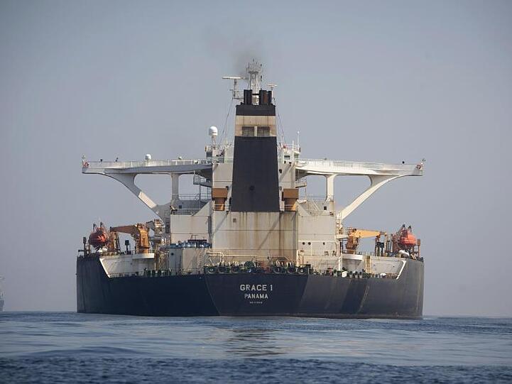 Der Supertanker "Grace 1" liegt in den Gewässern vor Gibraltar.