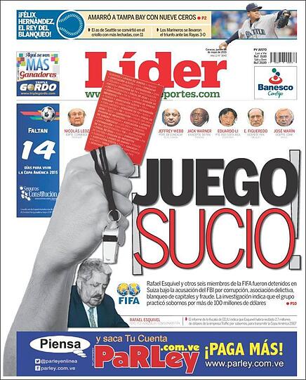 "Hau ab, Blatter", "Die Fifa als Mafia", "Arschlochtest": Die internationale Presse über den FIFA-Skandal. Pressestimmen zum Druchklicken...