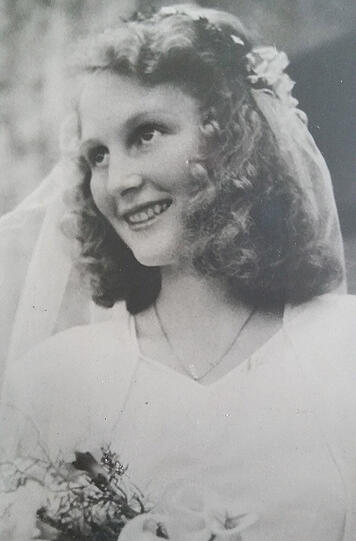 Die junge Sigrid Burg als Braut. Nur kurze Zeit nach ihrer Hochzeit mit Eugen kam ihre Tochter Sigrid zur Welt.