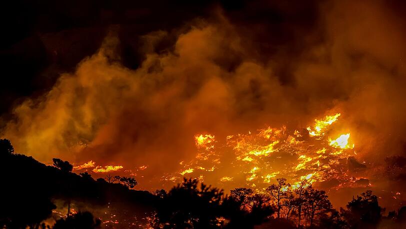 Wegen starker Winde breiteten sich die Flammen rasch aus.