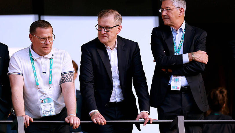 Wichtige F&uuml;hrungskr&auml;fte beim FC Bayern (v.l.): Sportvorstand Max Eberl, Vorstandschef Jan-Christian Dreesen und Pr&auml;sident Herbert Hainer.