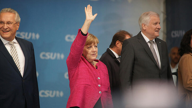 Kurz vor der Bundestagswahl war Kanzlerin Angela Merkel noch in München zu Gast - die Bilder vom Marienplatz.