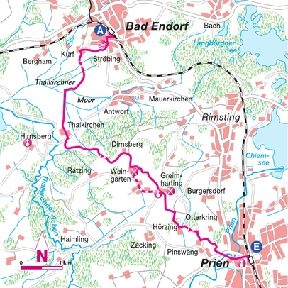 Von Bad Endorf nach Prien über die Ratzinger Höhe. Von Bad Endorf nach Prien über die Ratzinger Höhe.
