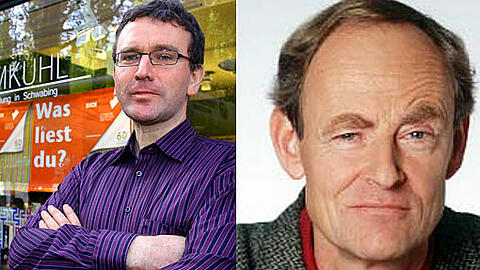 Links: Michael Lemling, Chef der Buchhandlung Lehmkuhl. Rechts: Der AZ-Kolumnist und Schriftsteller Joseph von Westphalen.