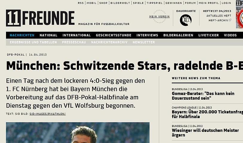 Bei 11Freunde geht es bereits um die Bayern-Vorbereitung zum DFB-Pokal-Halbfinale.