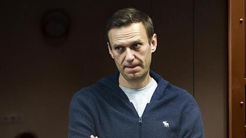Der russische Oppositionspolitiker Alexej Nawalny während einer Anhörung vor dem Bezirksgericht Babuskinsky in Moskau.