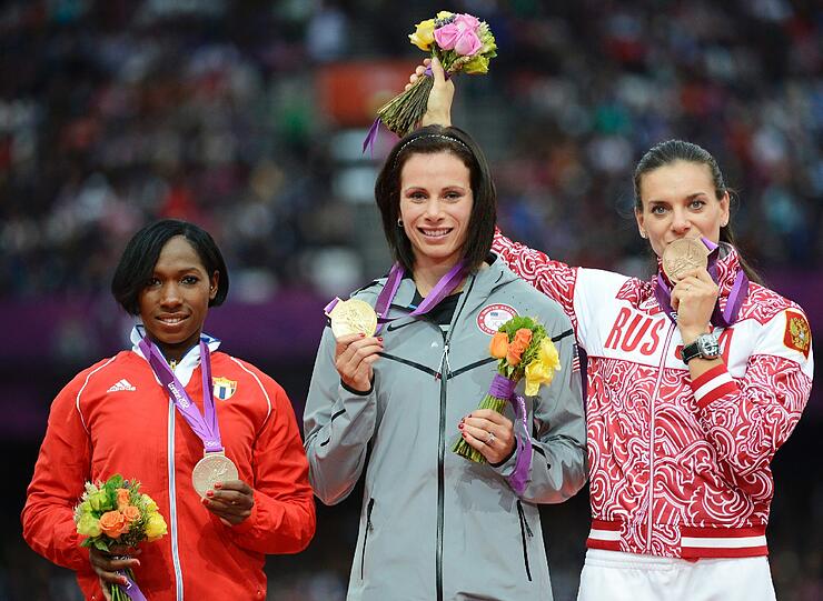 Die Amerikanerin Jennifer Suhr (4,75) schnappte sich stattdessen nach Silber in Peking diesmal 
Gold im Stabhochsprung der Damen vor der höhengleichen Kubanerin Yarisley Silva.