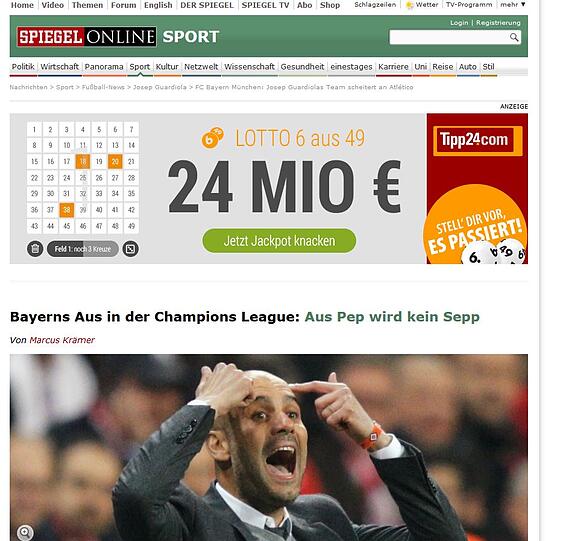 Spiegel online: Aus Pep wird kein Sepp.