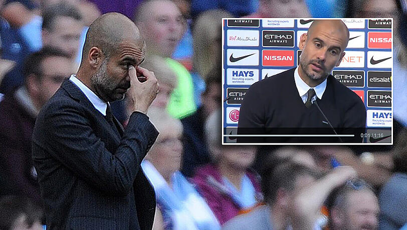 Pep Guardiola hatte nach dem 4:0-Sieg gegen Bournemouth allen Grund zur Freude - bis ein Journalist bei ihm einen wunden Punkt traf. Pep Guardiola hatte nach dem 4:0-Sieg gegen Bournemouth allen Grund zur Freude - bis ein Journalist bei ihm einen wunden Punkt traf.