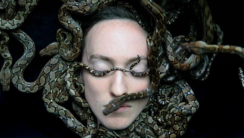 Die niederl&auml;ndische K&uuml;nstlerin Juul Kraijer interpretiert den Medusa-Mythos auf ihre Weise. In einer Videoinstallation kriechen Schlangen &uuml;ber das Gesicht einer sch&ouml;nen jungen Frau - so k&ouml;nnte Medusa einst ausgesehen haben. Erst ist man irritiert und leicht angeekelt, irgendwann kann man den Blick kaum noch wenden.