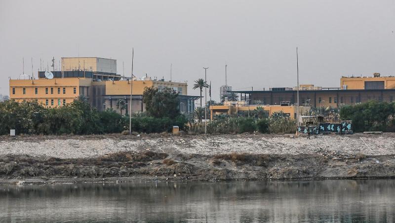 Blick auf die US-Botschaft am Ufer des Tigris. Blick auf die US-Botschaft am Ufer des Tigris.
