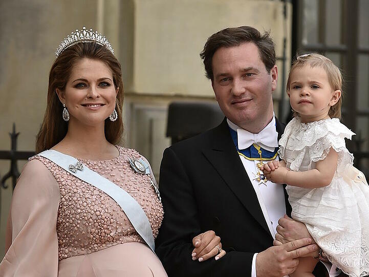 Madeleine mit Babybauch, Chris O'Neill und Töchterchen Leonore am Samstag bei der royalen Hochzeit