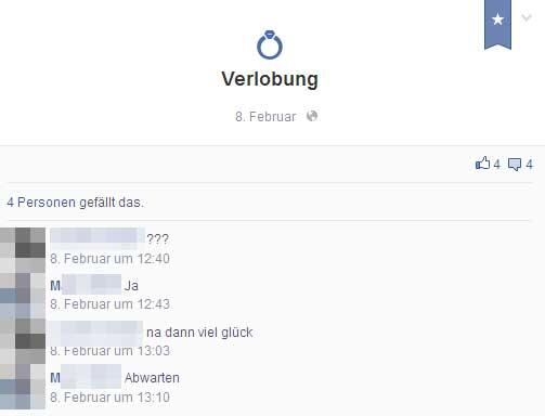 Am 8. Februar gibt Matthias M. stolz seine Verlobung bekannt. Eine Freundin kommentiert skeptisch: "Na dann viel Glück". Matthias abtwortet: "Abwarten". Drei Monate später vergewaltigt er eine Frau in Herrsching und bringt sich anschließend um.