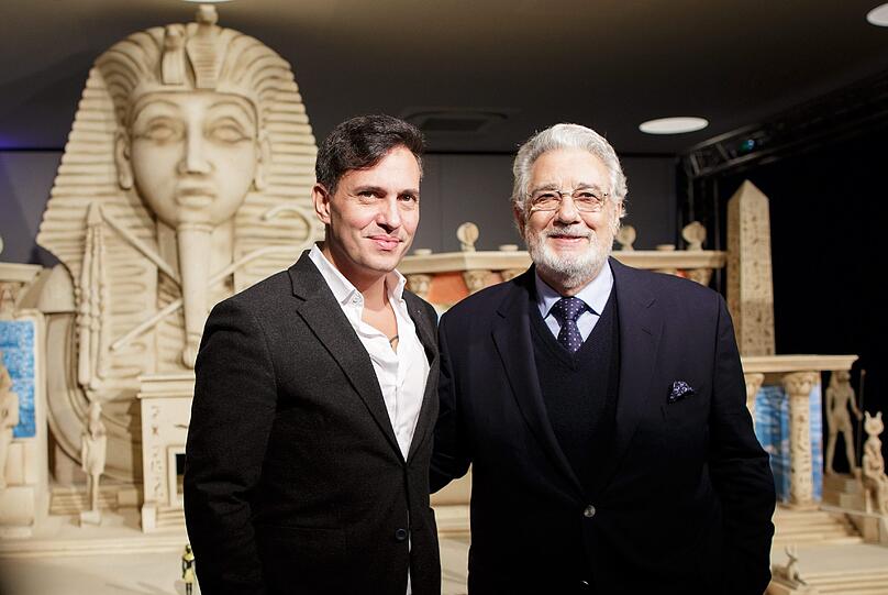 Placido Domingo und Erwin Schrott bei der Vorstellung des Projekts in Wien.