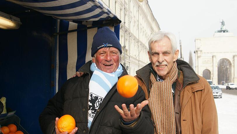 Dieter Schweiger und Dieter Schneider. Der Obst-Didi mit dem Löwen-Boss. Dieter Schweiger und Dieter Schneider. Der Obst-Didi mit dem Löwen-Boss.
