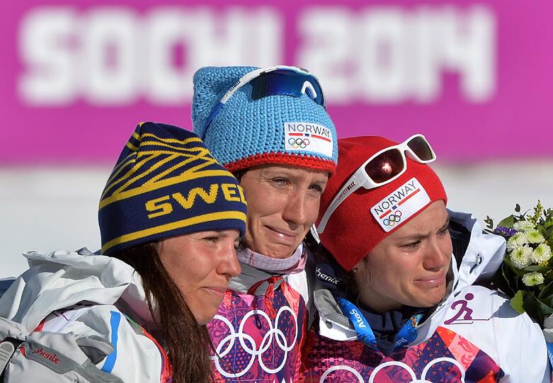 Tränen der Trauer bei Olympia-Siegerin Björgen.