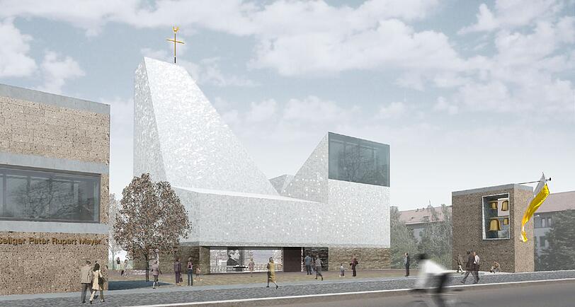 Poings neue Kirche, sie schillert auf der Illustration in der Sonne.