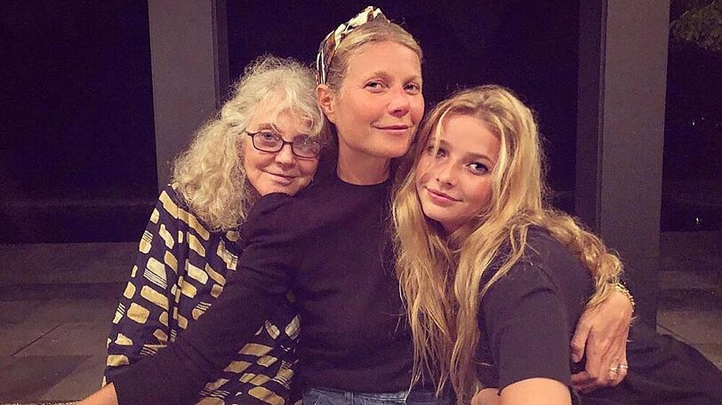 Gwyneth Paltrow (m.) mit ihrer Tochter Apple Martin und Mutter Blythe Danner