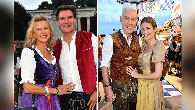 Veronica Ferres und Carsten Maschmeyer sowie H. P. Baxxter und Ehefrau Sara (v.l.) auf dem Oktoberfest.