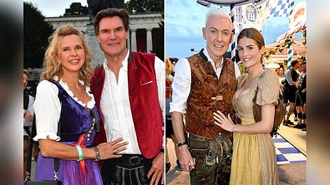 Veronica Ferres und Carsten Maschmeyer sowie H. P. Baxxter und Ehefrau Sara (v.l.) auf dem Oktoberfest.
