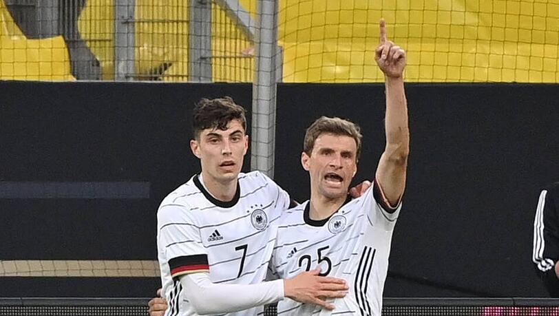 Champions-League-Held und DFB-Rückkehrer: Kai Kavertz (l.) und Thomas Müller dürften gegen Frankreich in der Startformation stehen. Champions-League-Held und DFB-Rückkehrer: Kai Kavertz (l.) und Thomas Müller dürften gegen Frankreich in der Startformation stehen.