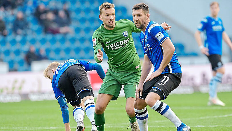 Passt perfekt ins Beuteschema der Löwen: Bielefelds Innenverteidiger Stephan Salger (r.) - angeblich ein heißer Kandidat in Giesing.