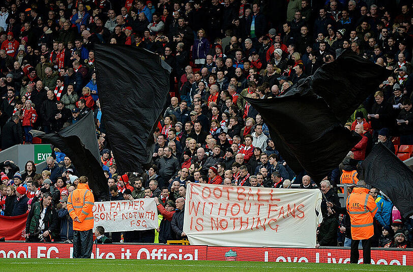 Fan-Proteste der Liverpool-Fans während der Partie gegen Sunderland.