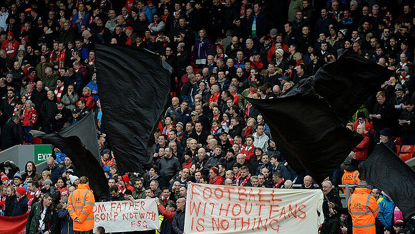 Fan-Proteste der Liverpool-Fans während der Partie gegen Sunderland.