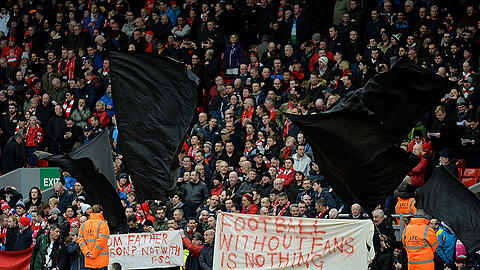 Fan-Proteste der Liverpool-Fans während der Partie gegen Sunderland.