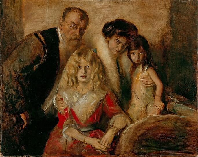 Franz von Lenbach mit seiner Familie.