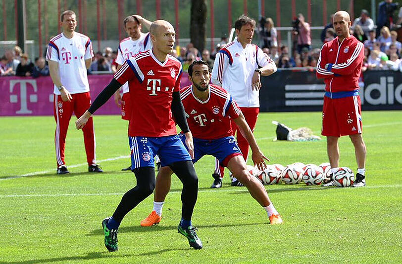 Arjen Robben udn Medhi Benatia kehrten am Sonntagmittag ins Teamtraining des FC Bayern zurück.
