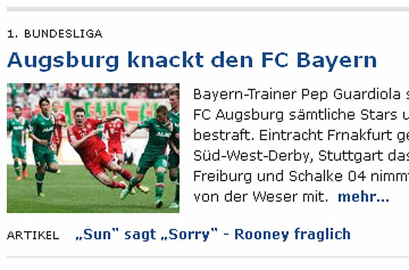 berlinonline.de schreibt: Augsburg knackt den FC Bayern