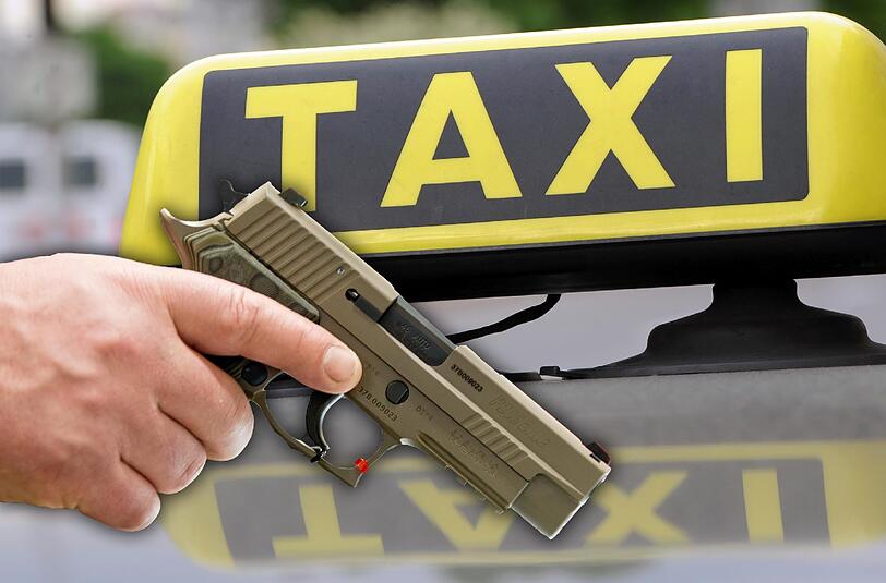 Der unbekannte Täter bedrohte den Taxifahrer mit einer Pistole. Das Opfer gab ihm Geld, der Täter ist weiter auf der Flucht. (Archivbilder)