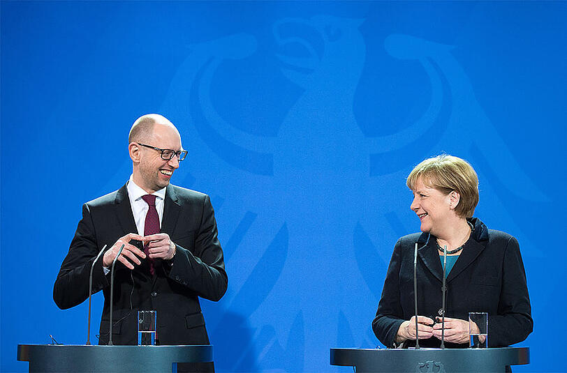 Bundeskanzlerin Angela Merkel empfing den ukrainischen Ministerpräsidenten Arseni Jazenjuk.