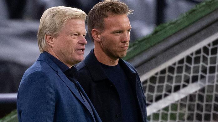Bayern Münchens Vorstandschef Oliver Kahn (l) und Julian Nagelsmann.
