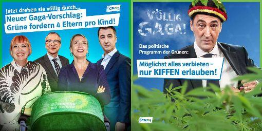 Politischer Diskurs? Fehlanzeige. Für die CSU ist bei den Grünen nur einfach alles "völlig gaga", wie diese Bildchen zeigen, die Chatbot Leo einem zuschickt.