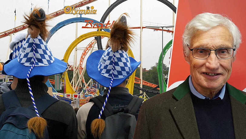 Wiesn-Touristen mit "lustigen" Filzhüten, die offenbar niemals aus der Mode kommen. Prinz Luitpold von Bayern (r) kann damit nichts anfangen.