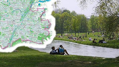 Viel Grün zwischen Grau: Die Bilderstrecke zeigt, wo es in München Parks, Grün- und Erholungsflächen gibt &ndash; und wo Wasser.