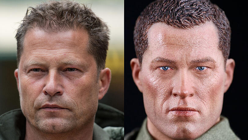 Verblüffende Ähnlichkeit. Links ist Til Schweiger, rechts ist die Actionpuppe. Verblüffende Ähnlichkeit. Links ist Til Schweiger, rechts ist die Actionpuppe.