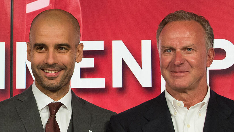 Karl-Heinz Rummenigge (r.) hält Pep Guardiola für "außergewöhnlich". Karl-Heinz Rummenigge (r.) hält Pep Guardiola für "außergewöhnlich".