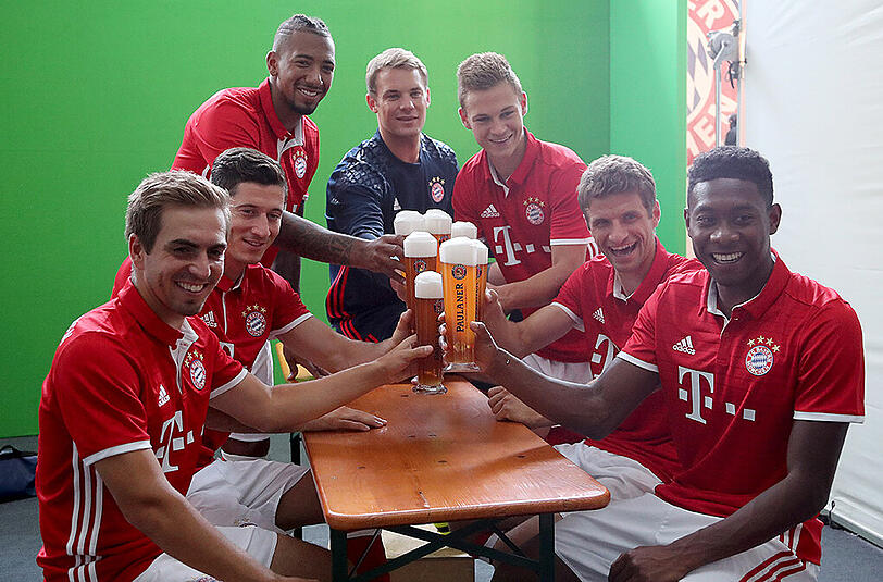 Beim obligatorischen Sponsoren-Termin vor den Wiesn waren Philipp Lahm, Thomas Müller und David Alaba noch wohlauf.