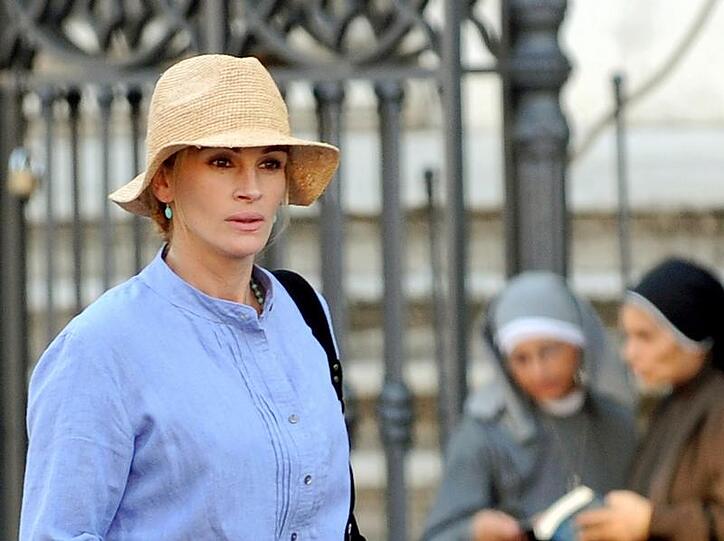 Julia Roberts bei den Dreharbeiten zu ihrem neuen Film «Eat, Pray, Love».
