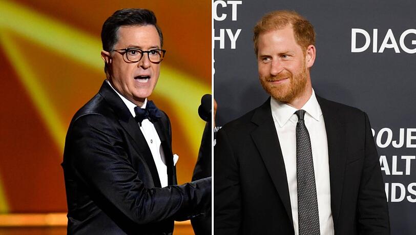 Prinz Harry (r.) und Stephen Colbert lieferten sich einen unterhaltsamen verbalen Schlagabtausch, der aber nicht bei allen gut ankam.