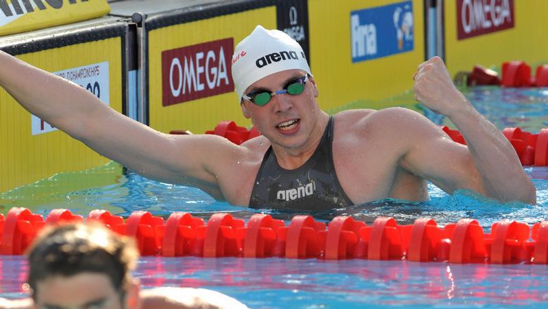 Paul Biedermann jubelt über seinen Sieg über Michael Phelps Paul Biedermann jubelt über seinen Sieg über Michael Phelps