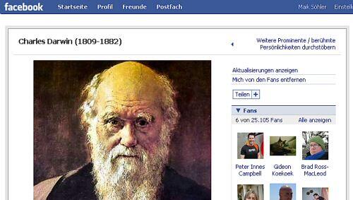 Facebook-Seite von Charles Darwin Facebook-Seite von Charles Darwin
