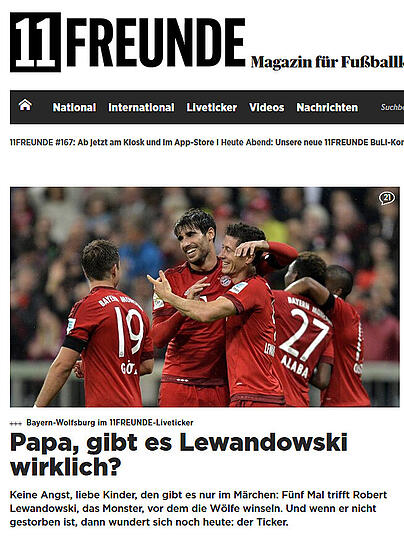 "Papa, gibt es Lewandowski wirklich?" fragt der 11Freunde-Liveticker ungläubig?